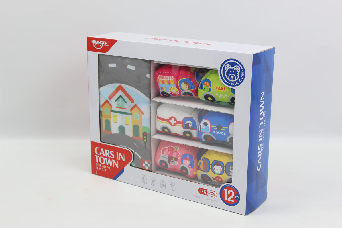Huanger Cars in Town Play Mat with 6 Soft Cars - Ages 12M+