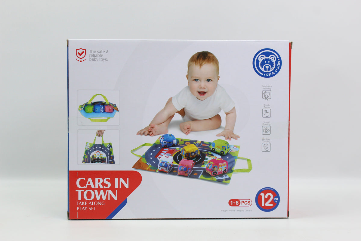 Huanger Cars in Town Play Mat with 6 Soft Cars - Ages 12M+