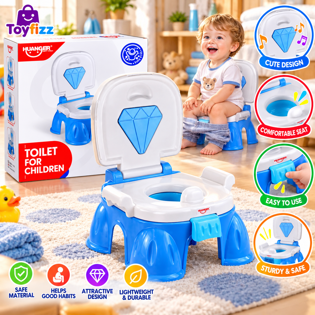 Huanger Children's Potty Training Chair - Blue - Ages 18M+