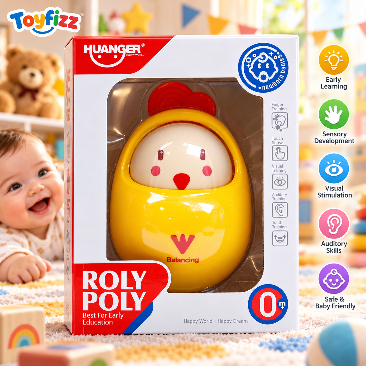 Huanger Duck Roly-Poly Tumbler - Yellow - Ages 0M+