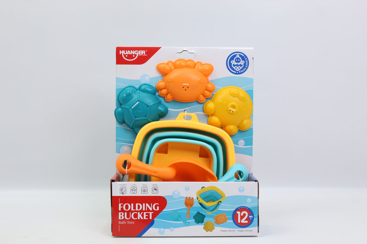 Huanger Folding Beach Bucket with Sand Toys - Ages 12M+