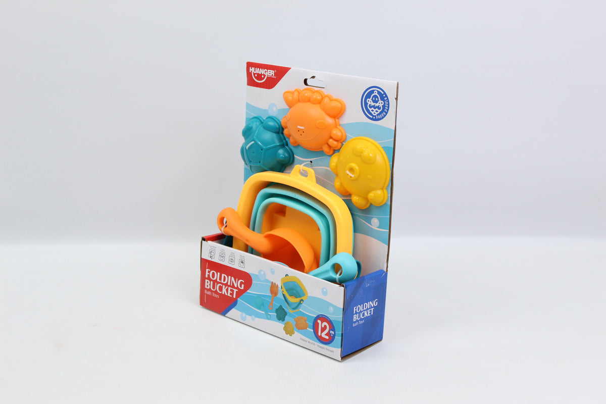 Huanger Folding Beach Bucket with Sand Toys - Ages 12M+