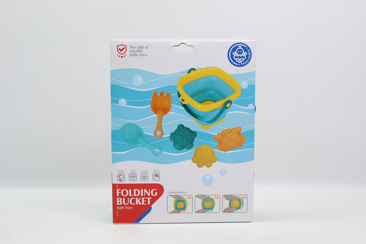 Huanger Folding Beach Bucket with Sand Toys - Ages 12M+