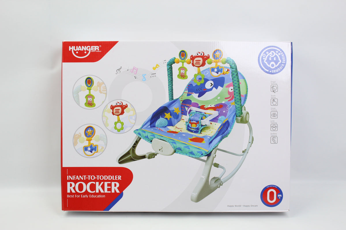 Huanger Infant-to-Toddler Musical Rocker - Blue - Ages 0M+