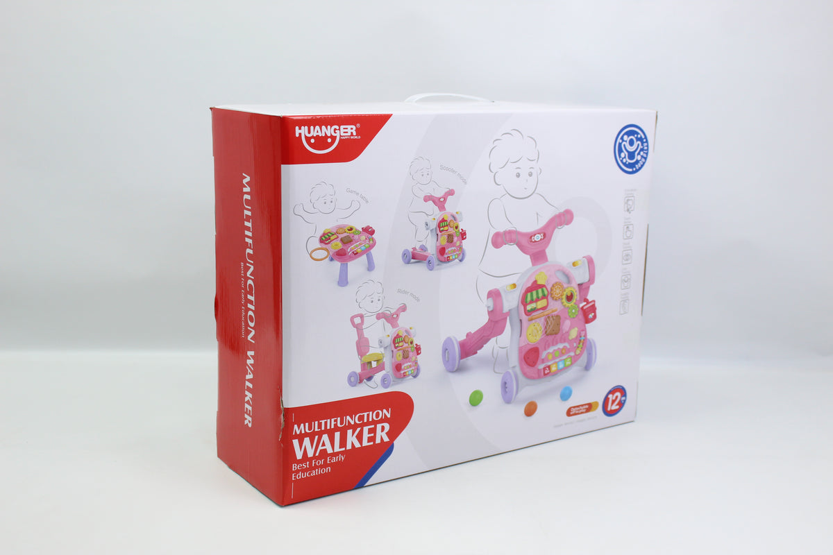 Huanger Multifunction 4-in-1 Musical Baby Walker - Pink - Ages 12M+