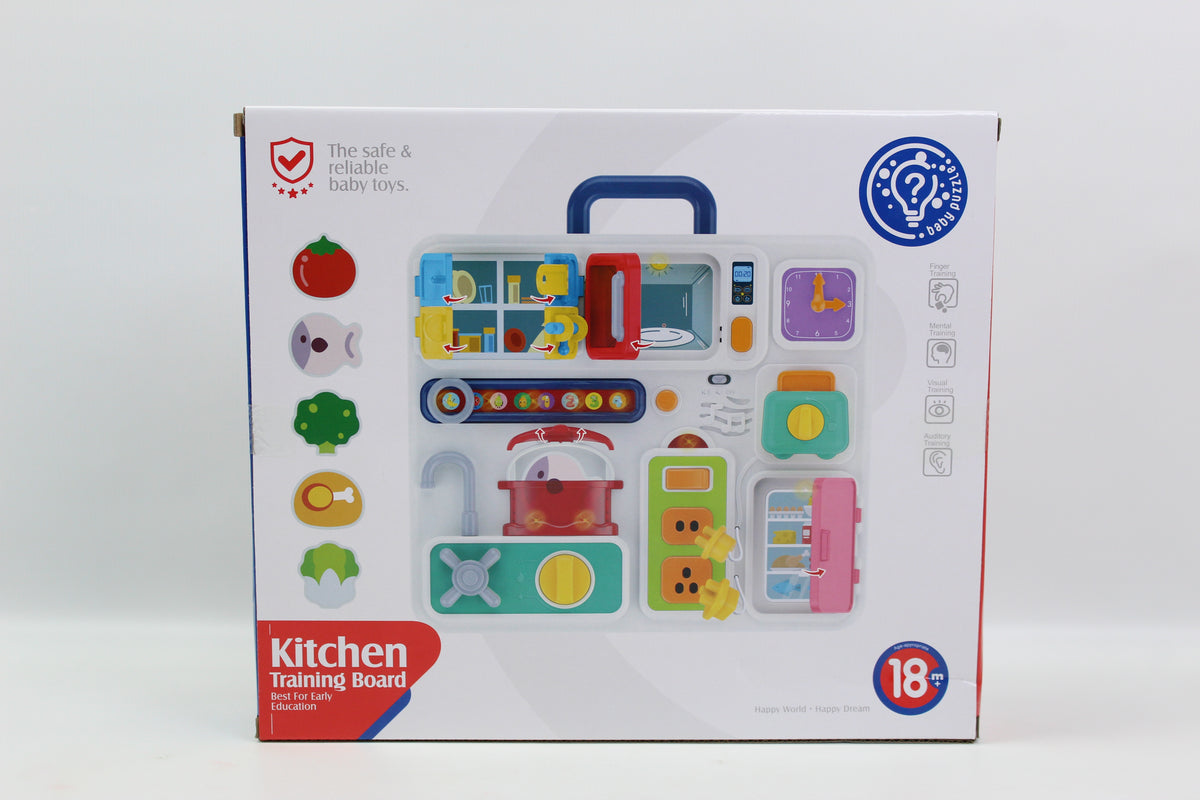 Huanger Kitchen-Themed Learning Activity Board - Ages 18M+