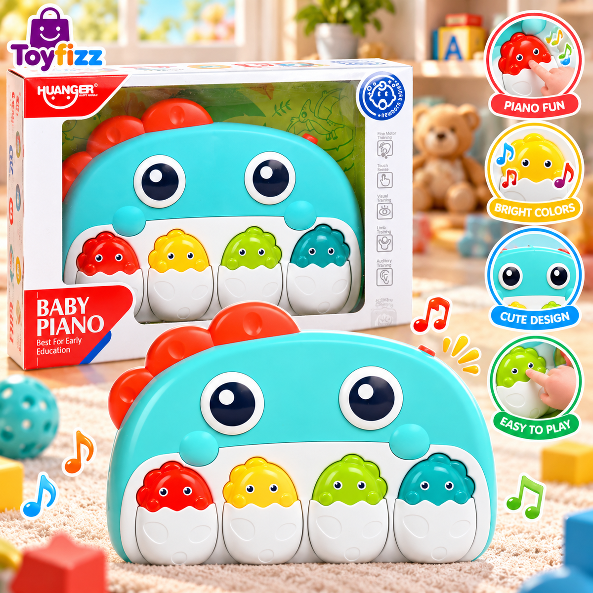 Huanger Musical Baby Piano - Ages 0M+