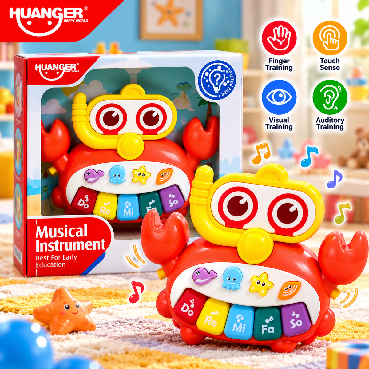 Huanger Musical Owl Piano - Ages 18M+