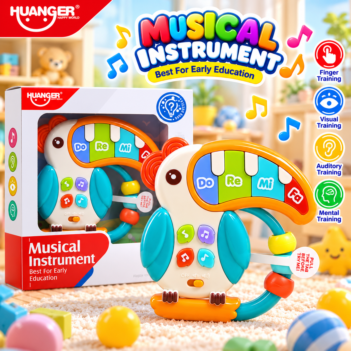 Huanger Musical Parrot Piano - Ages 18M+