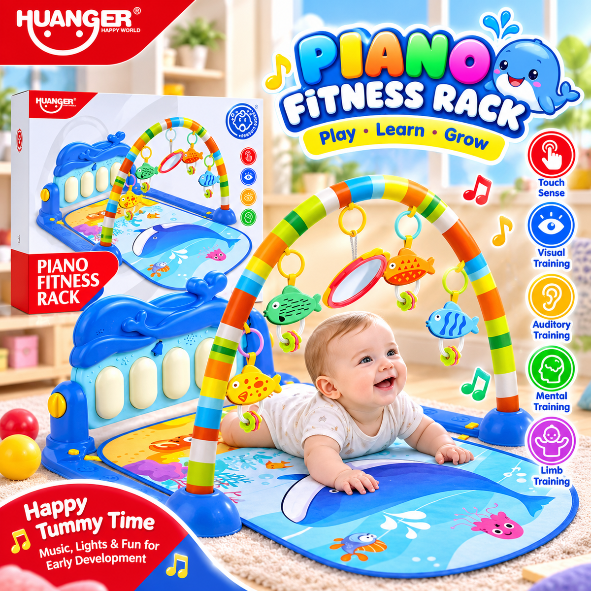 Huanger Musical Piano Play Mat - Ages 0M+