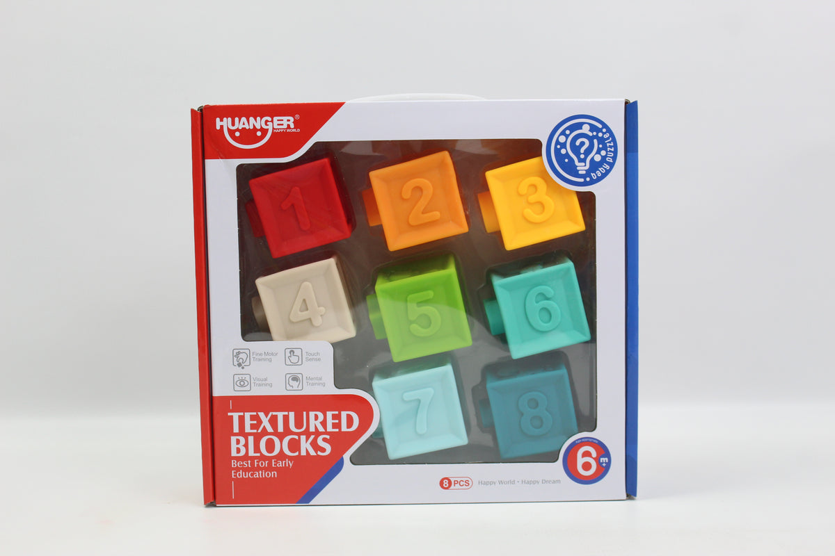 Huanger Numbered Textured Blocks - 8 Piece Set - Ages 6M+