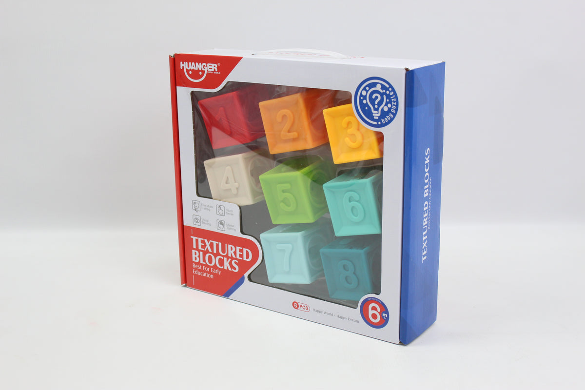 Huanger Numbered Textured Blocks - 8 Piece Set - Ages 6M+