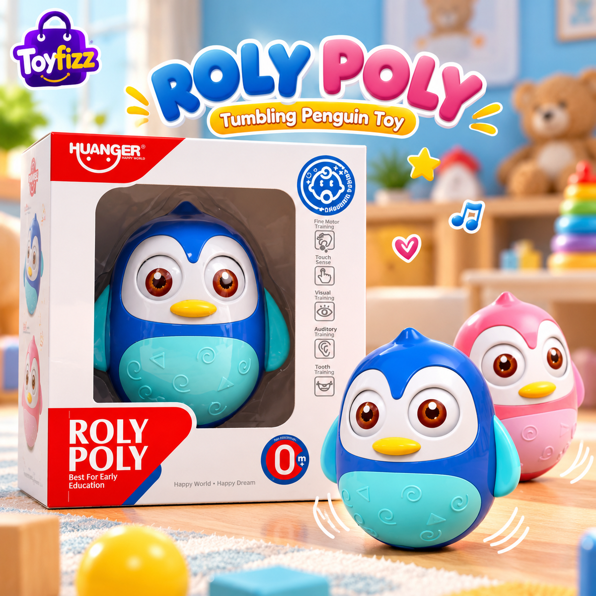 Huanger Owl Roly-Poly Tumbler - Blue - Ages 0M+