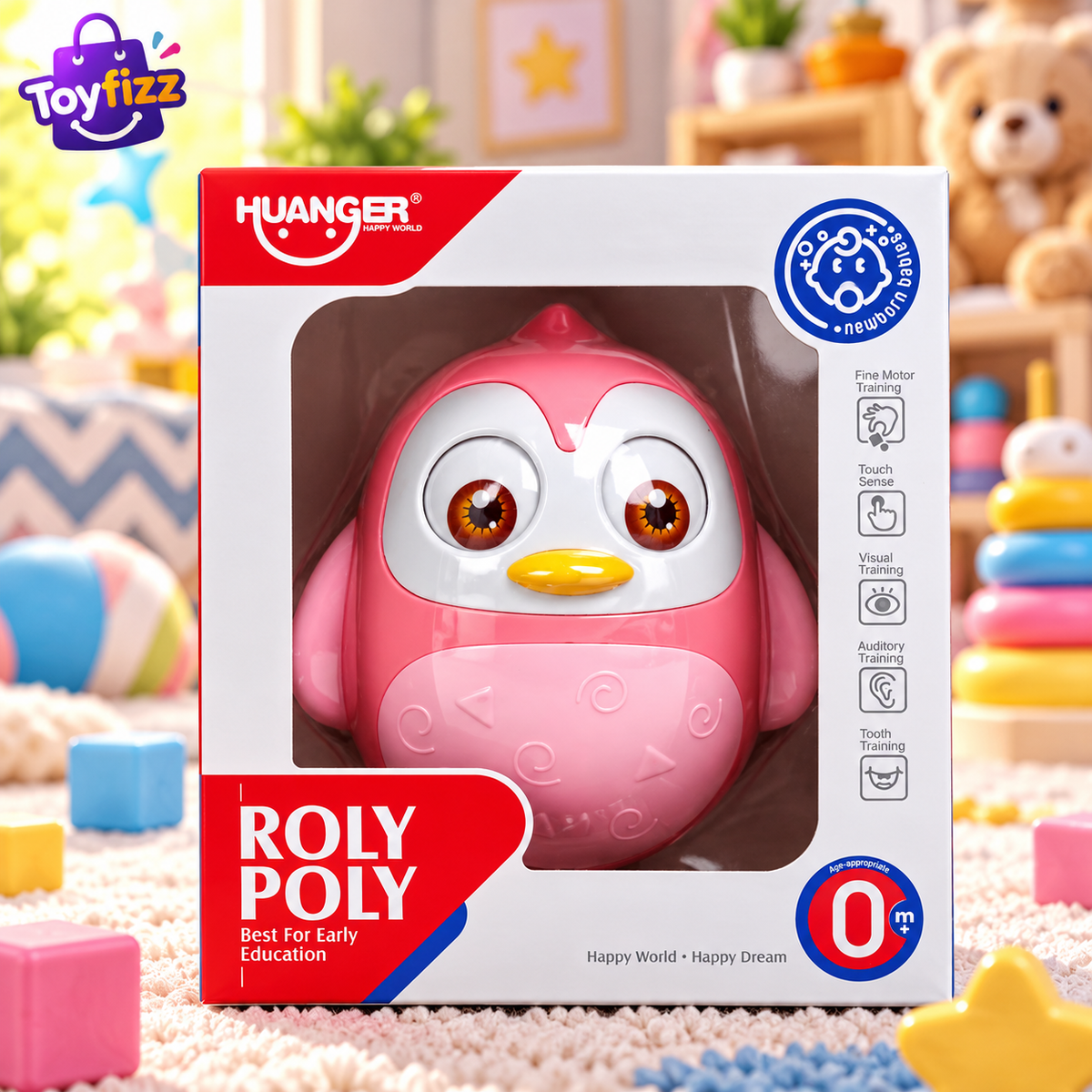 Huanger Owl Roly-Poly Tumbler - Pink - Ages 0M+