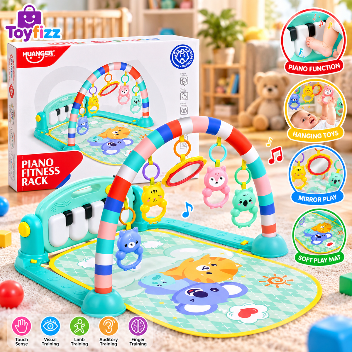 Huanger Piano Fitness Play Gym - Ages 0M+