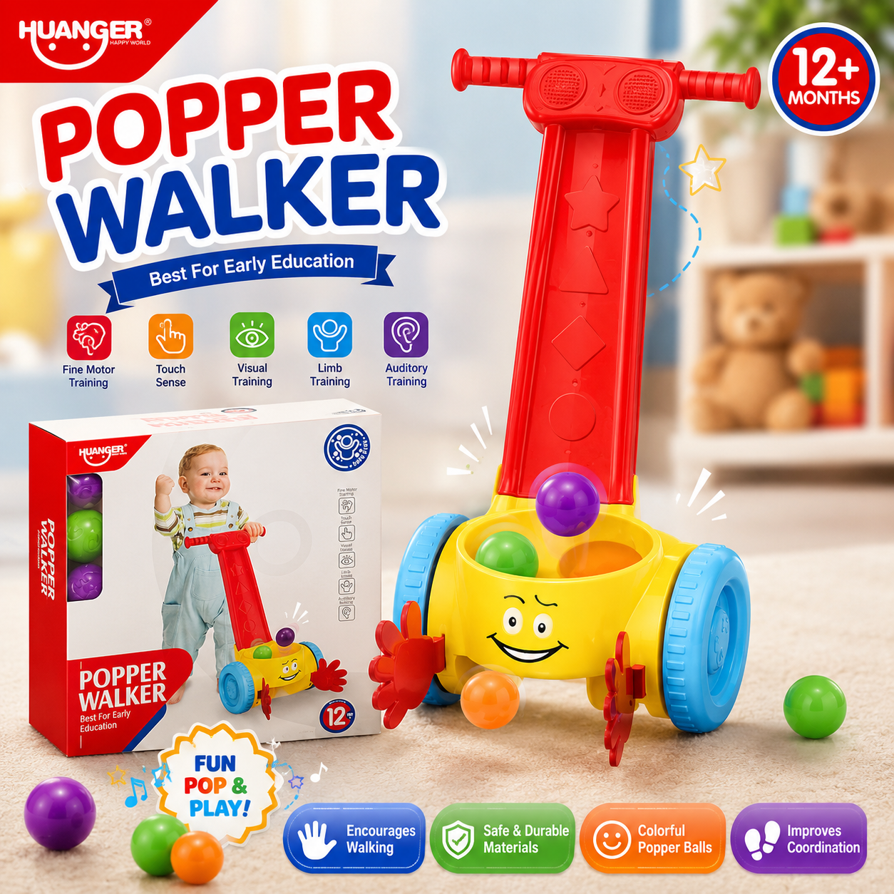 Huanger Popper Push Walker - Ages 12M+