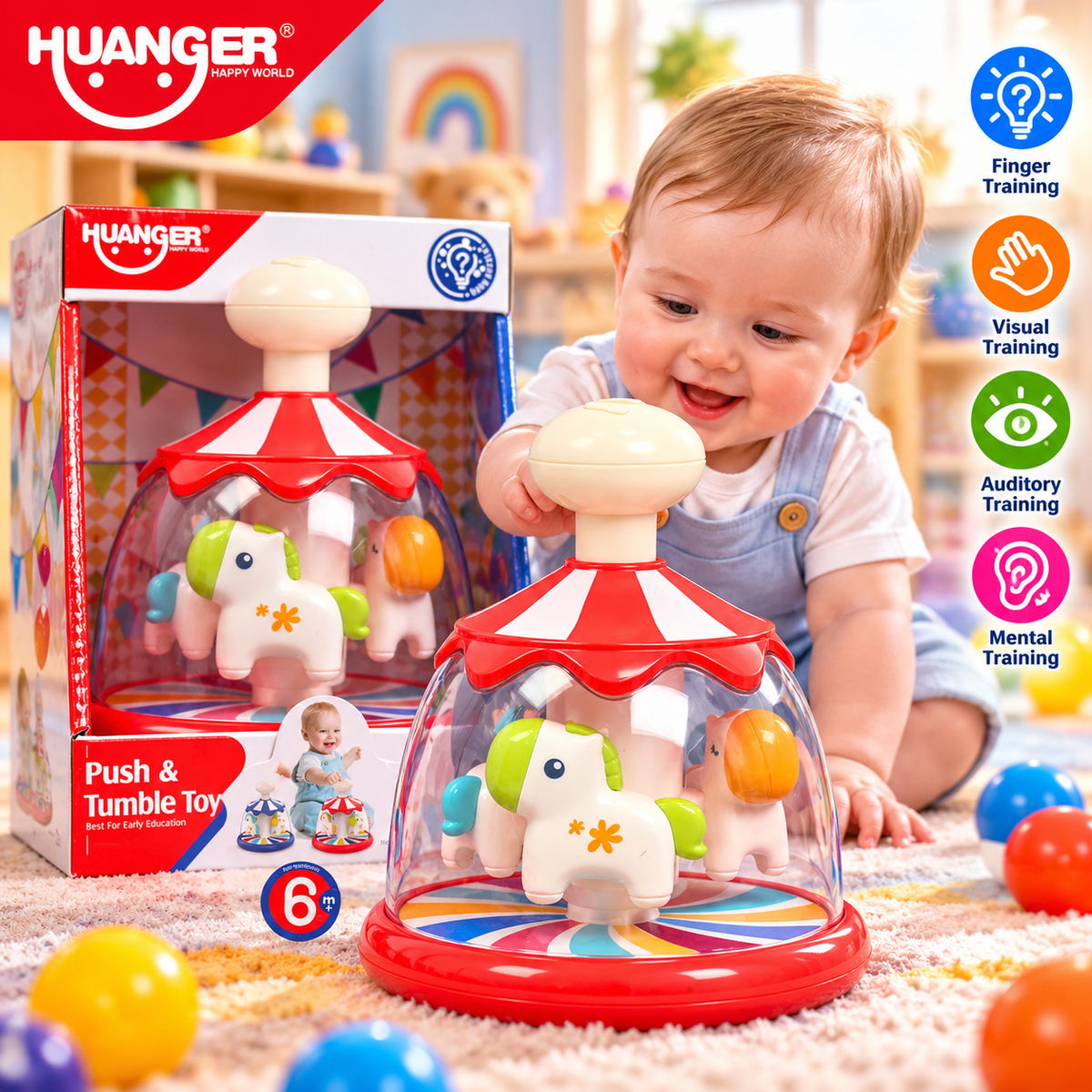 Huanger Push & Tumble Swing Toy - Ages 6M+