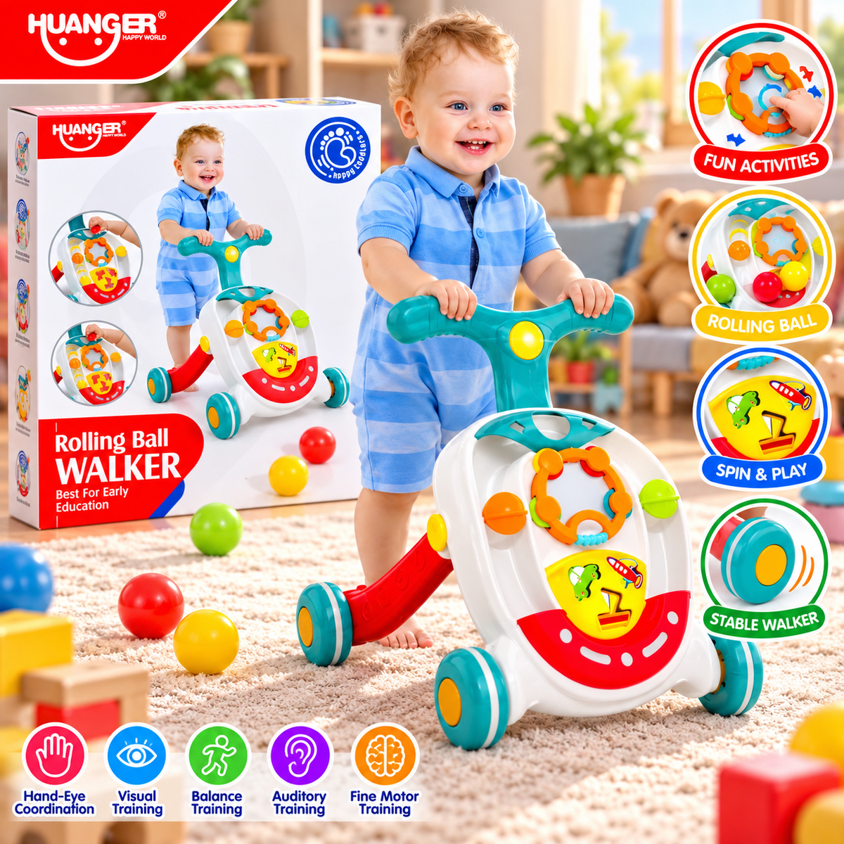 Huanger Rolling Ball Baby Walker - Ages 12M+