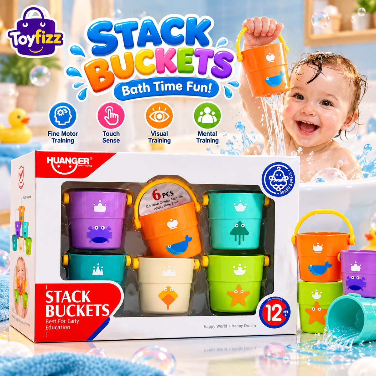 Huanger Stack Buckets - 6 Piece Set - Ages 12M+