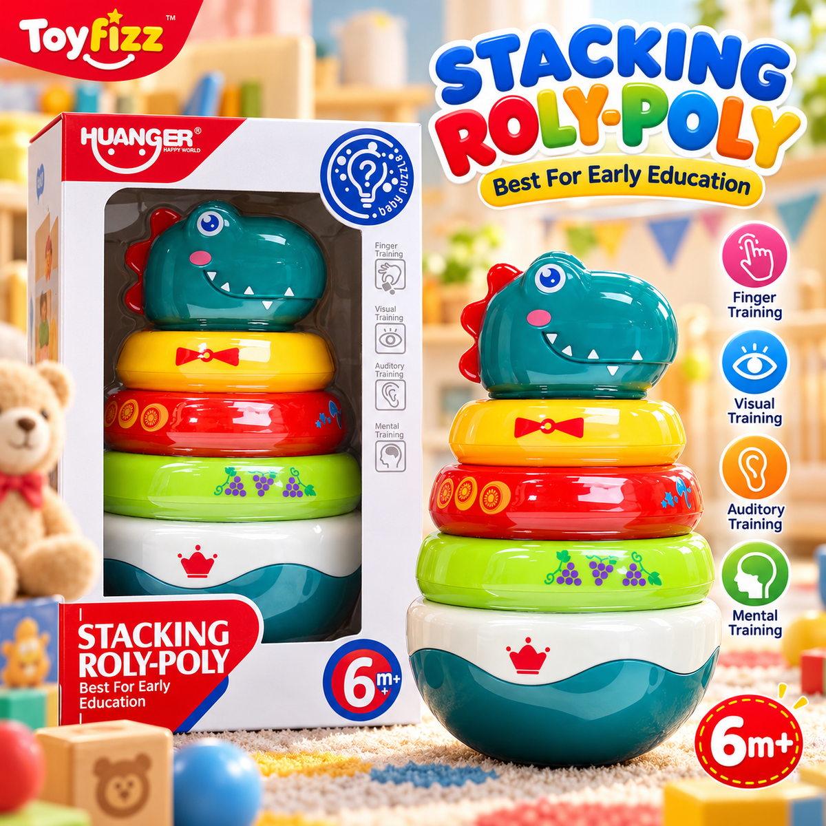 Huanger Stacking Roly-Poly Toy - Ages 6M+