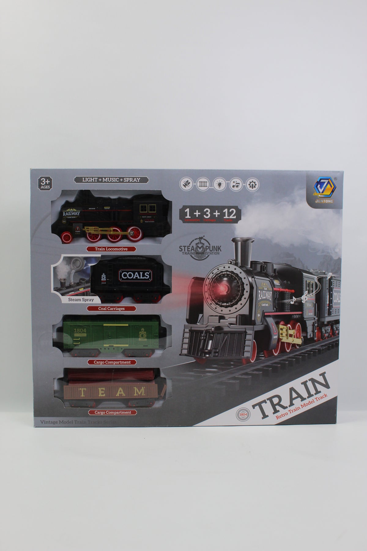 Musical Cargo Train Track Set with Steam Spray - Ages 3+