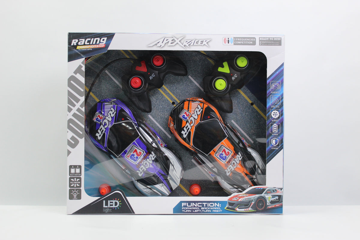 Dual Remote Control Racing Car Set with LED Lights