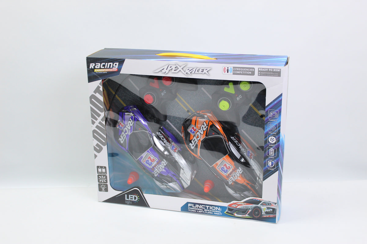 Dual Remote Control Racing Car Set with LED Lights