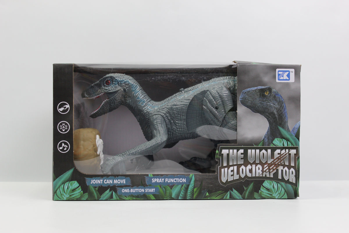 Remote Control Velociraptor Dinosaur 2.4G with Spray & USB Charging