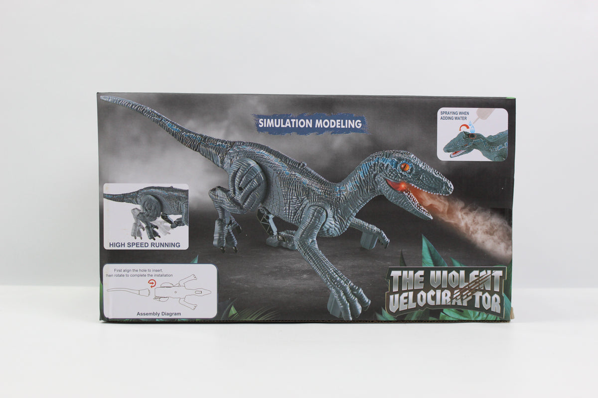 Remote Control Velociraptor Dinosaur 2.4G with Spray & USB Charging