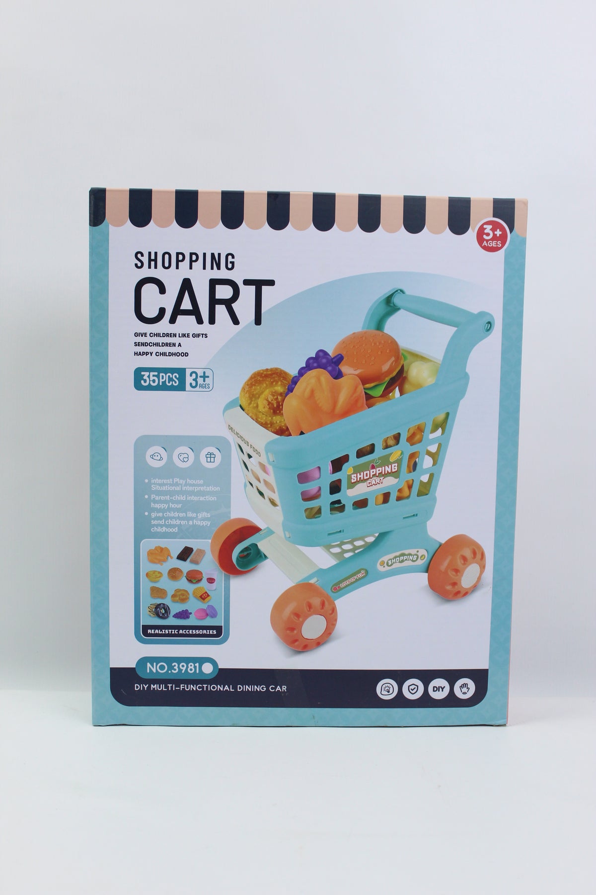 Shopping Cart Pretend Play Set - Assorted Colors - 35 Pieces - Ages 3+