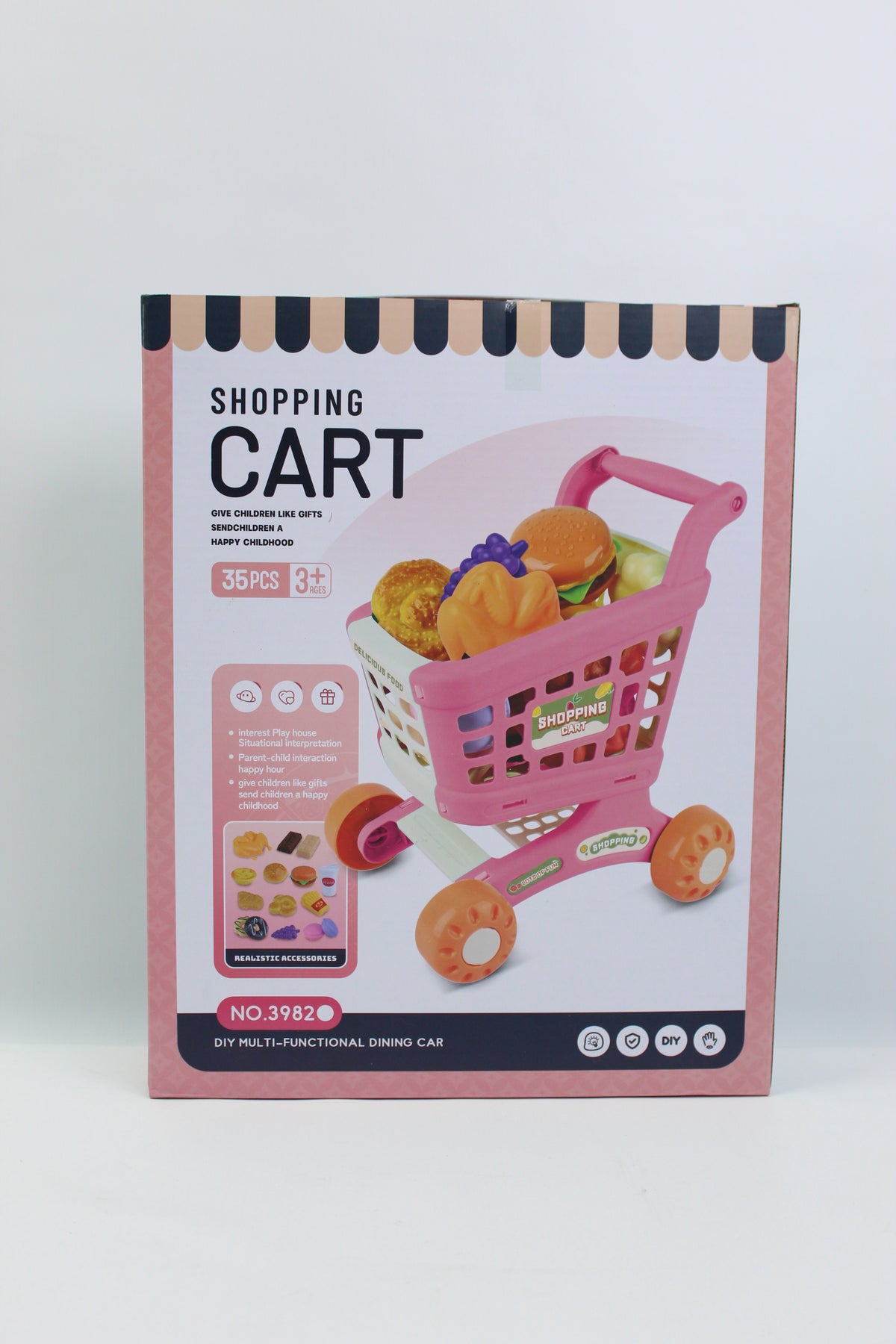 Shopping Cart Pretend Play Set - Assorted Colors - 35 Pieces - Ages 3+