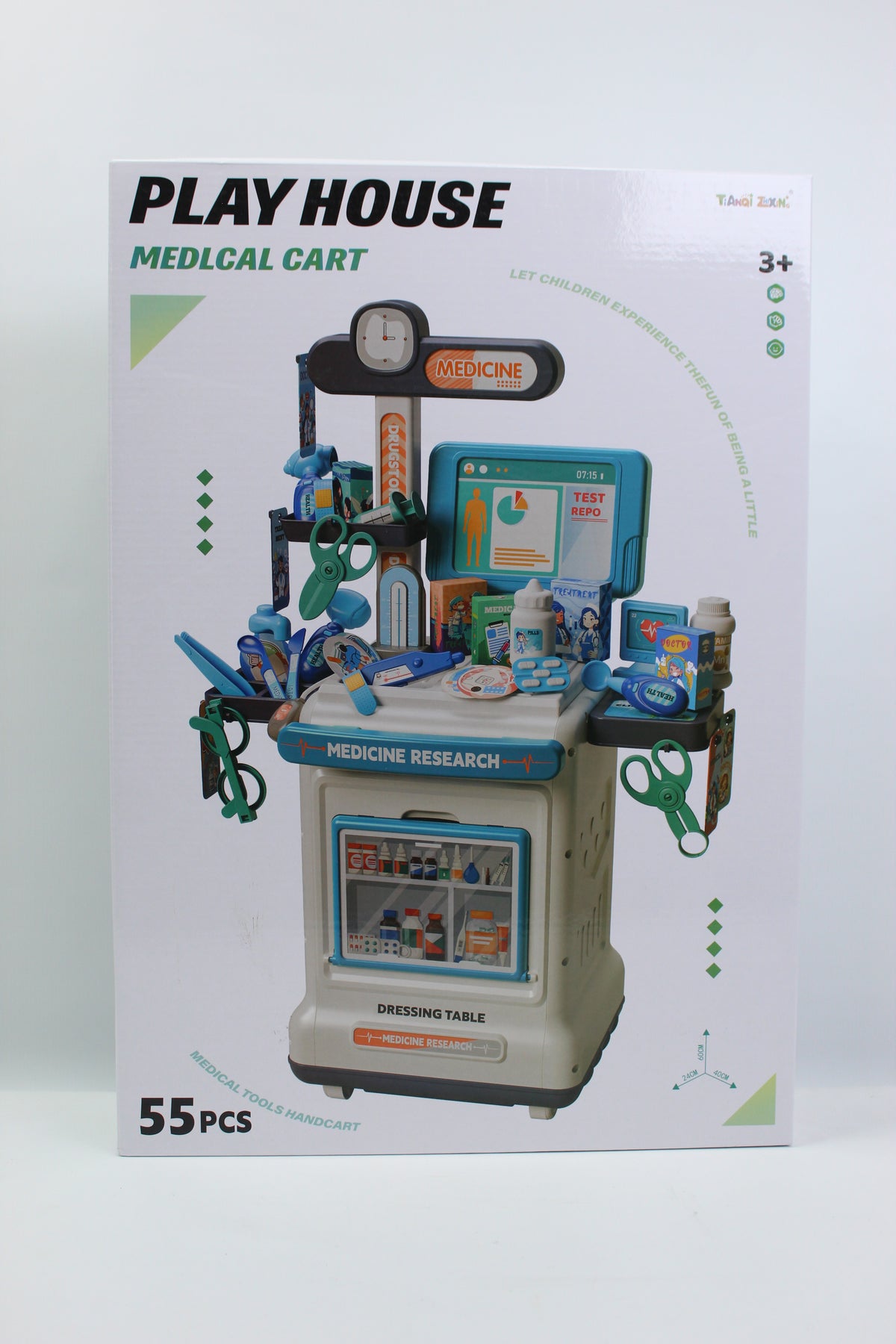 Medical Cart Doctor Playset - 55 Pieces - Ages 3+
