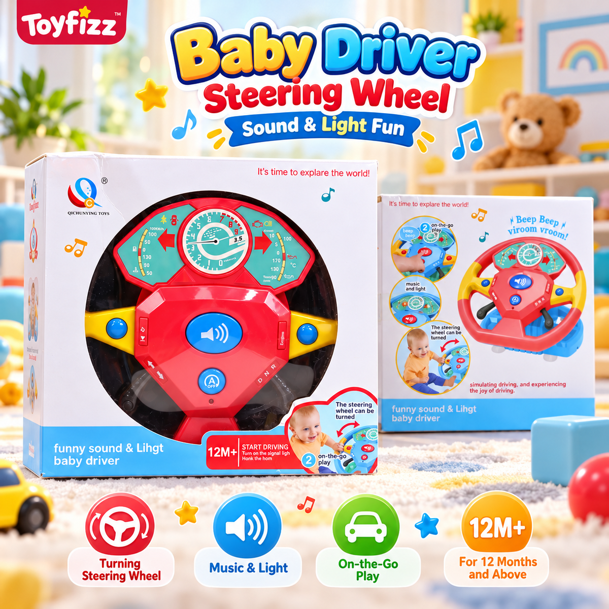 Interactive Musical Toy Steering Wheel