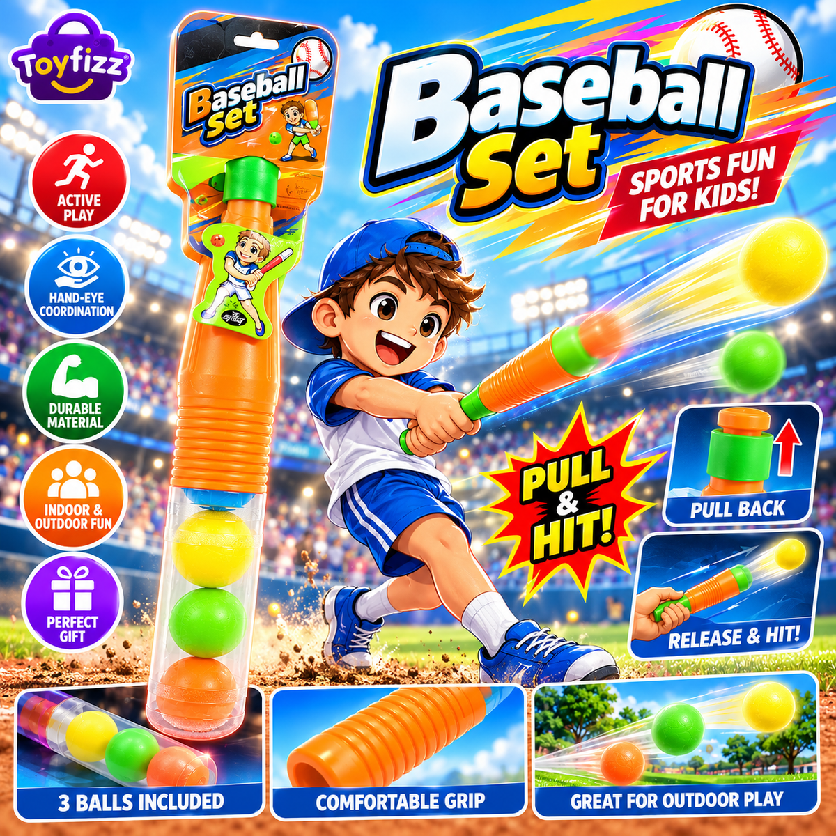Kids Baseball Bat and Ball Set - 22 Inch