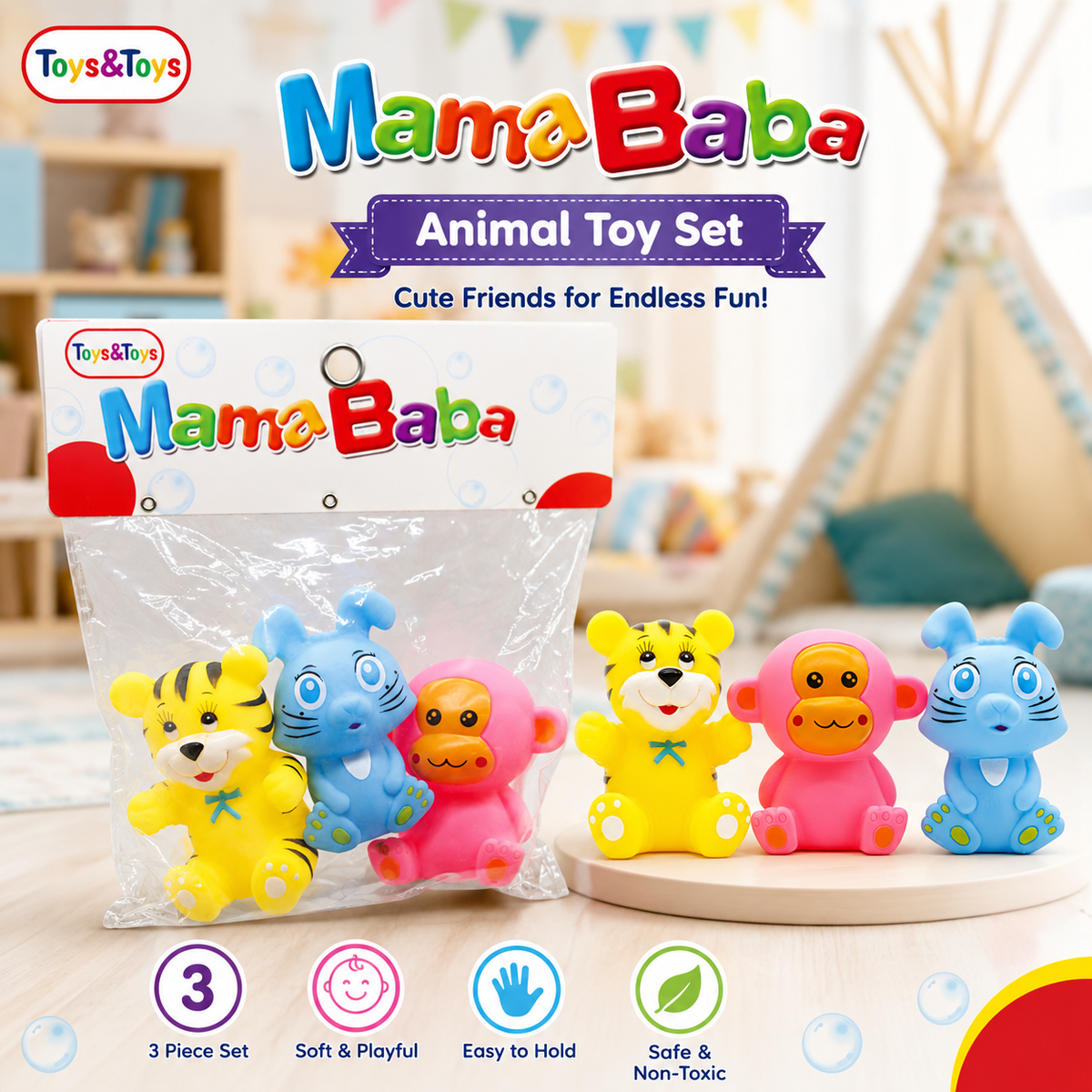 MamaBaba 3 Piece Rabbit Baby Toy Set | Toys & Toys