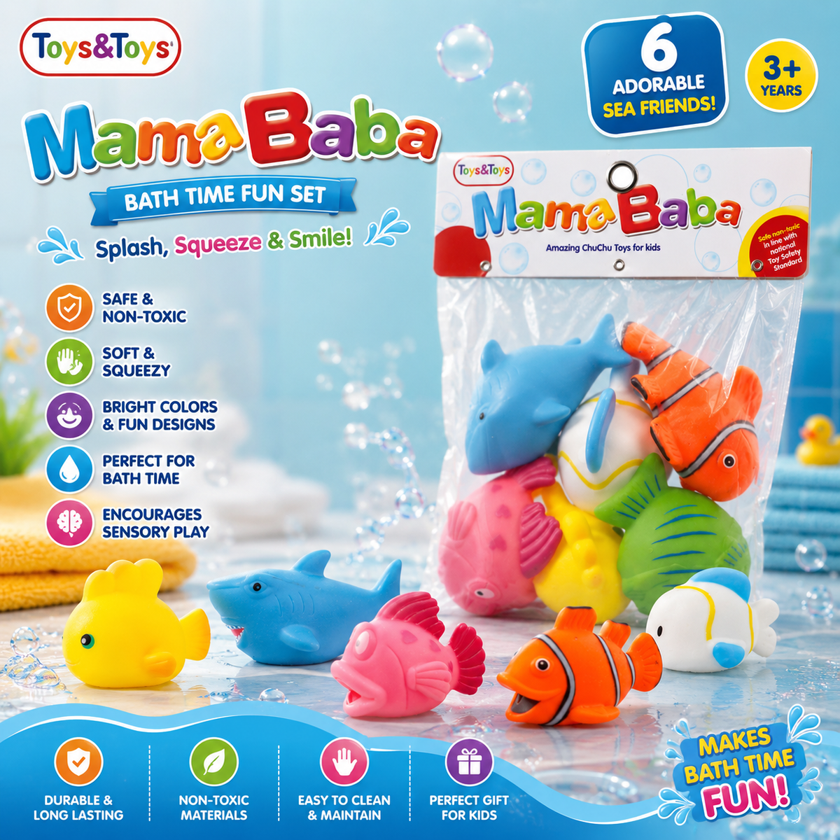 MamaBaba 6 Piece Fish Baby Toy Set | Toys & Toys