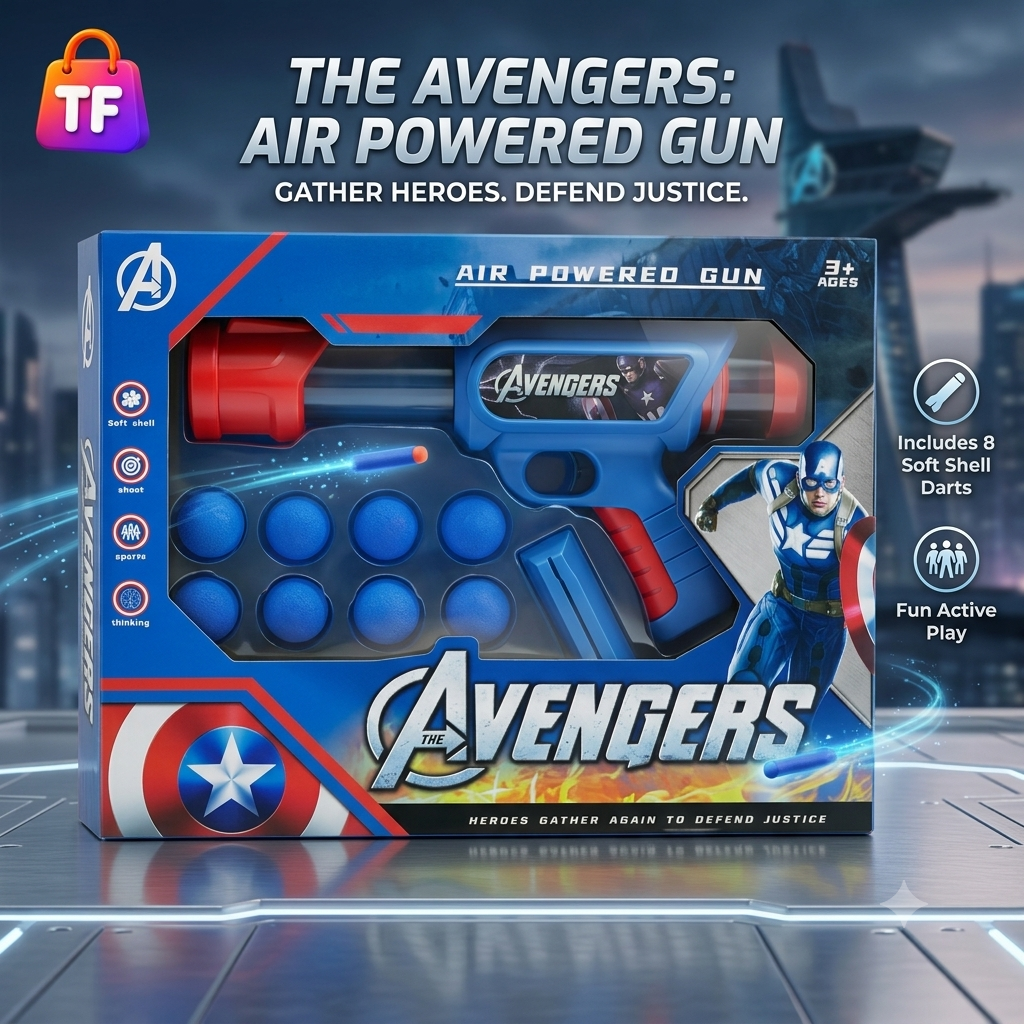 Marvel Captain America Air-Powered Ball Blaster - Ages 3+