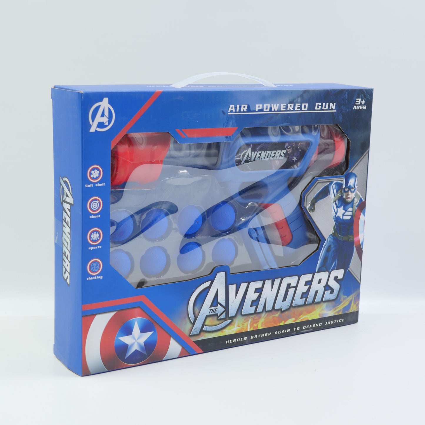 Marvel Captain America Air-Powered Ball Blaster - Ages 3+