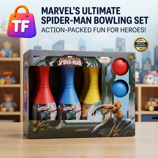 Marvel Spider-Man Kids Bowling Set with 3 Pins & 2 Balls – Indoor Outdoor Toy