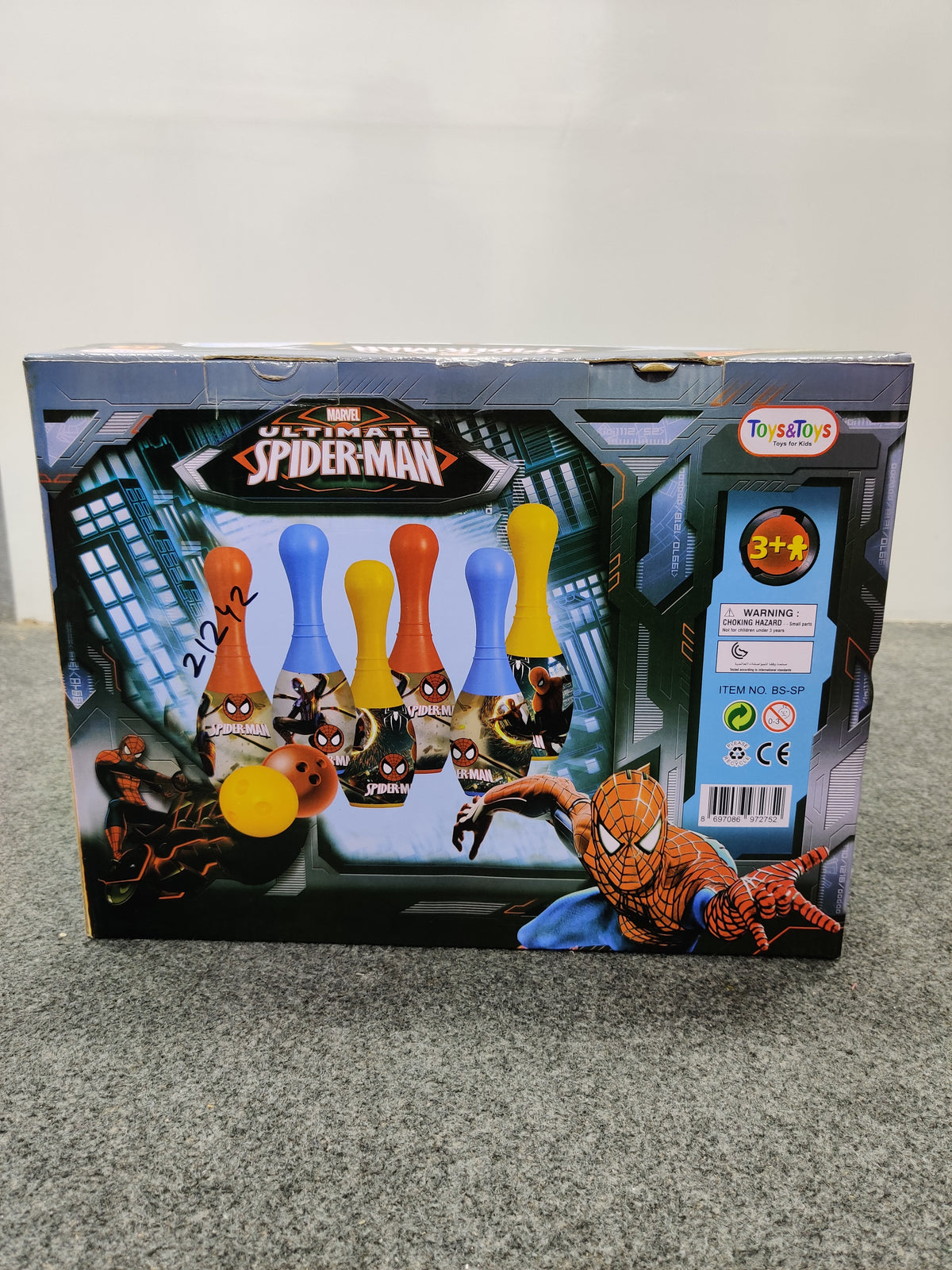 Marvel Spider-Man Kids Bowling Set with 3 Pins & 2 Balls – Indoor Outdoor Toy