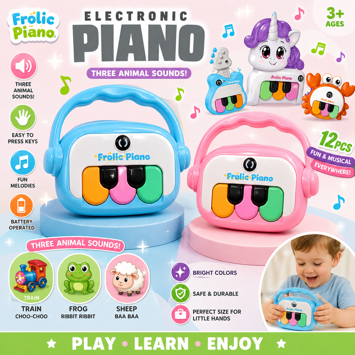 Mini Electronic Musical Piano - Assorted Colors - for Kids