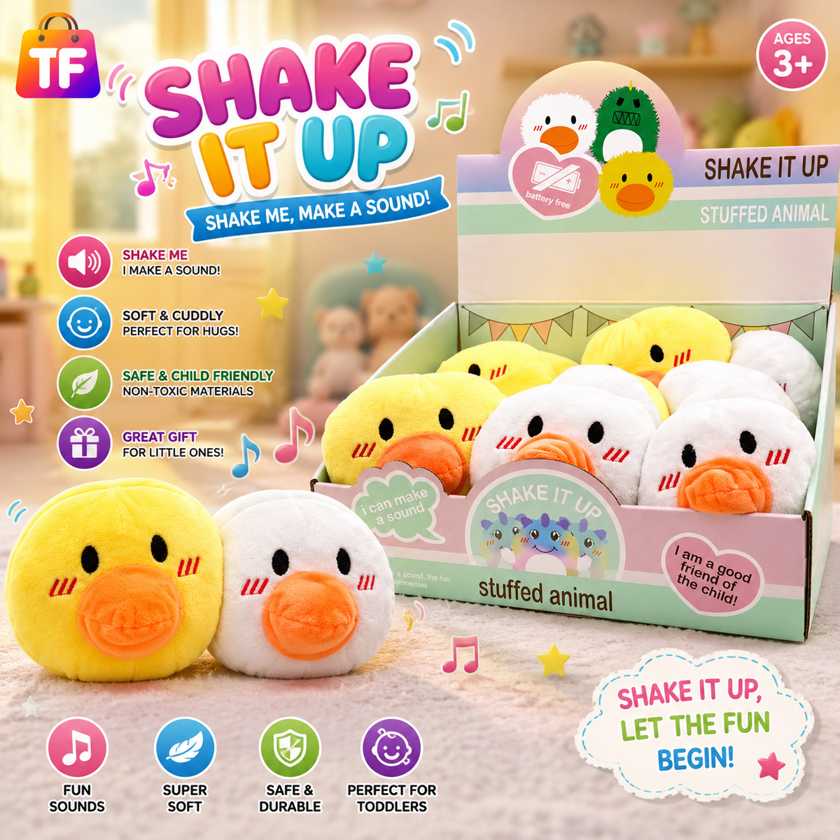 Mini Plush Duck Toy - Assorted Colors - for Kids
