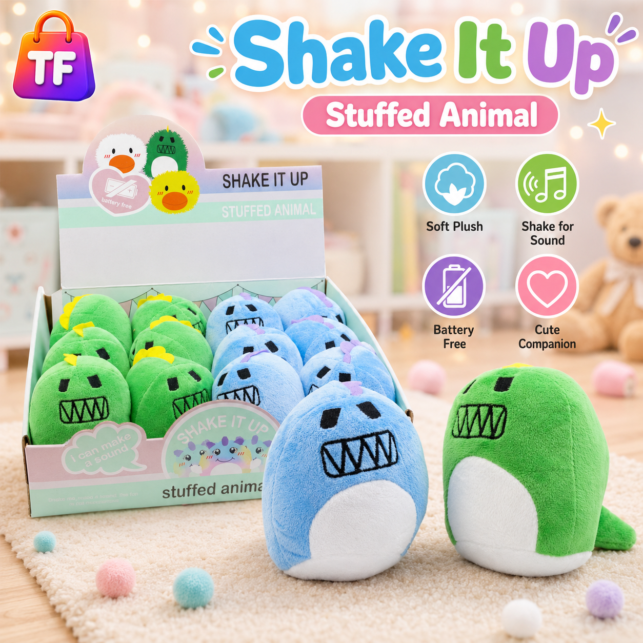 Mini Plush Monster Toy - Assorted Colors - for Kids