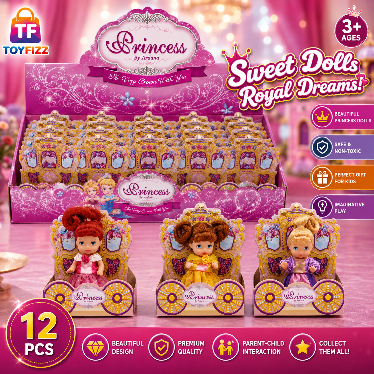 Mini Princess Doll in Wardrobe Case - Assorted Design