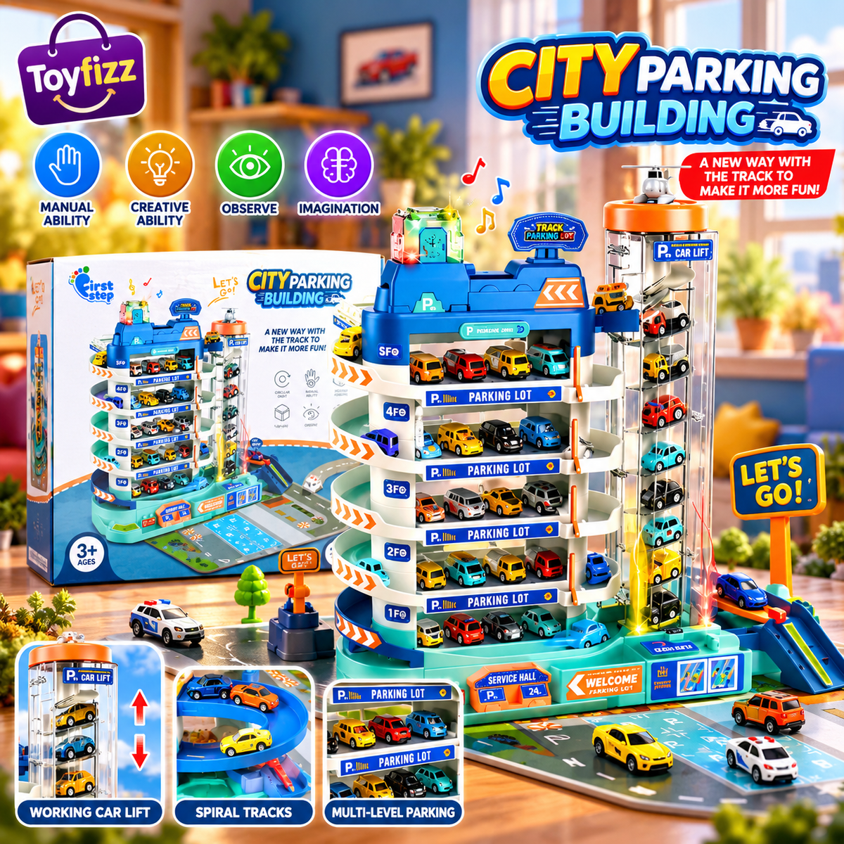 Multi-Level City Parking Garage Playset - Ages 3+