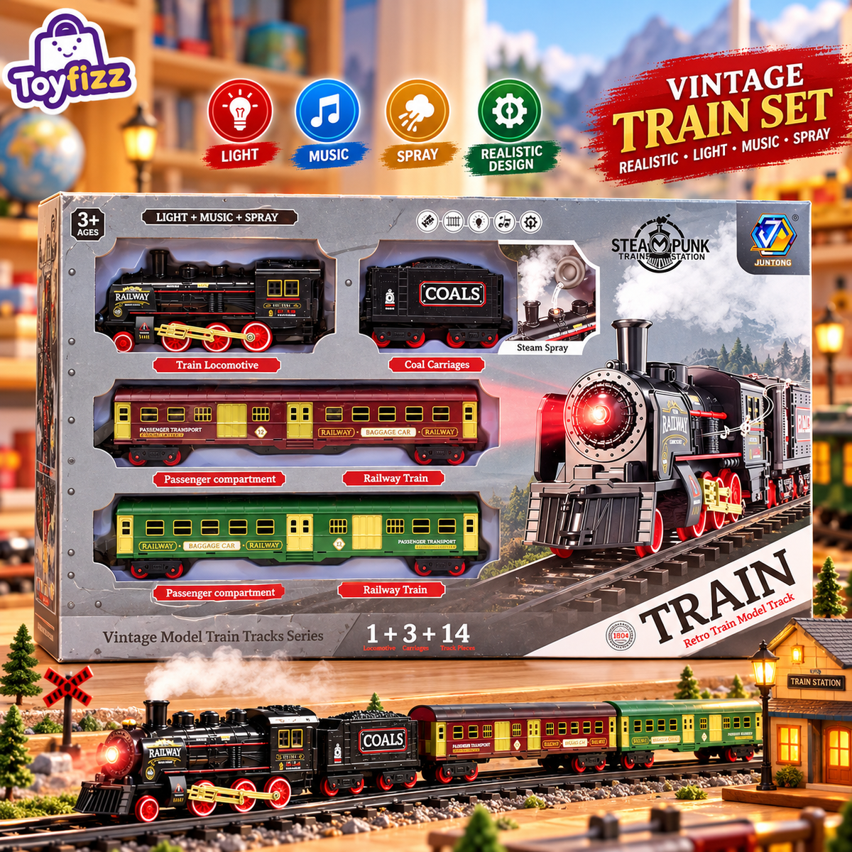 Musical Cargo Train Toy Set