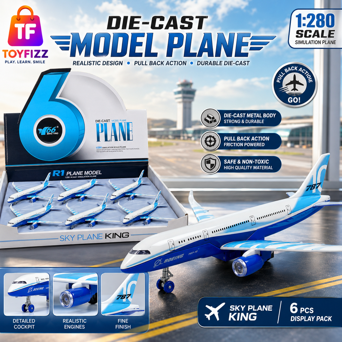 Musical Die-Cast Airplane Model - Assorted Design - for Kids