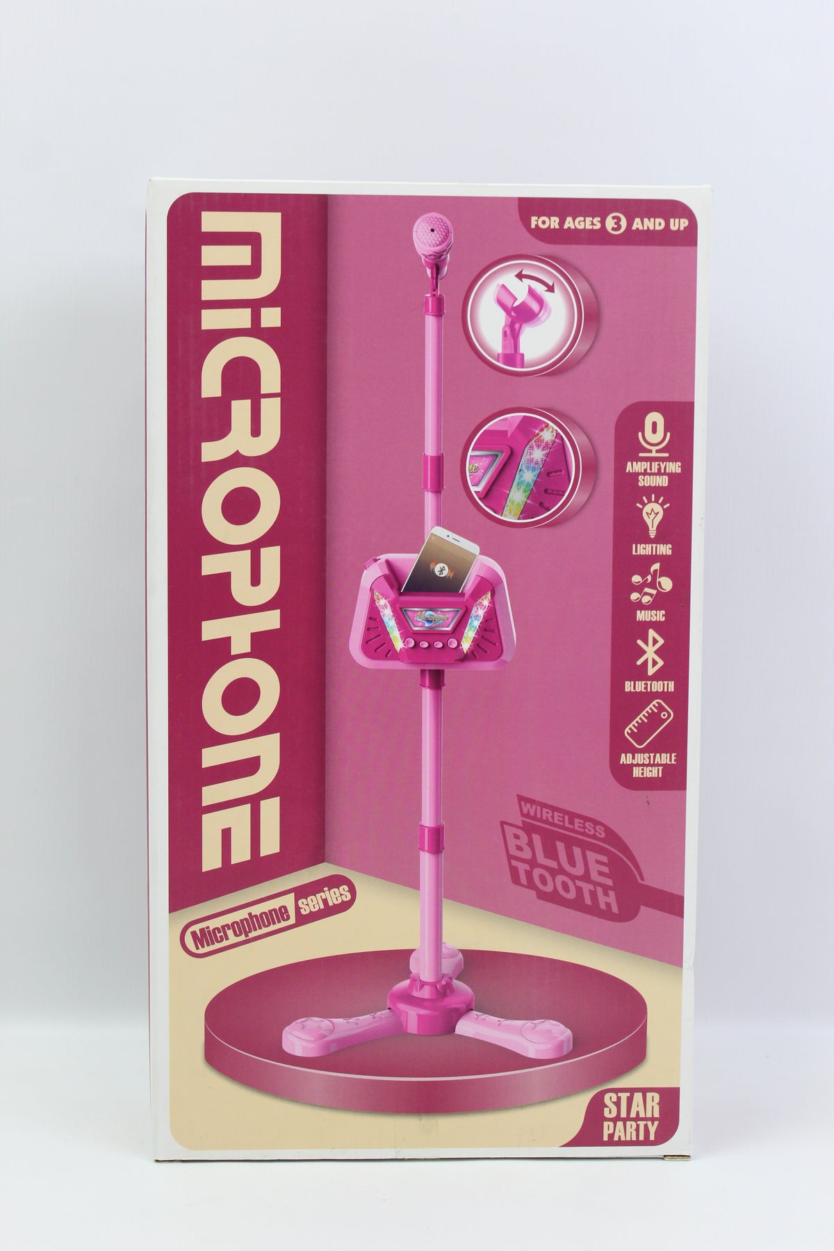 Musical Microphone with Stand - Pink