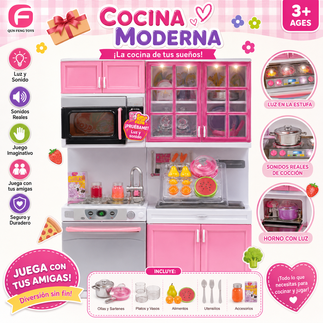 Musical Modern Kitchen Playset - Pink - Ages 3+