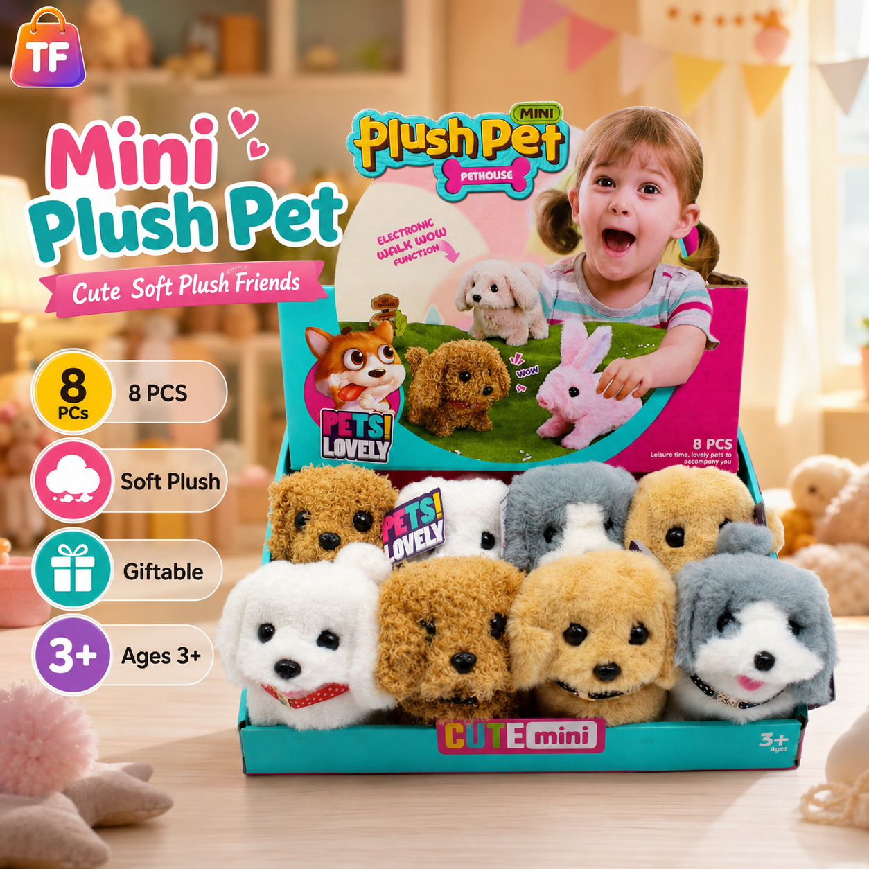 Musical Plush Puppy Toy - Assorted Colors - Ages 3+